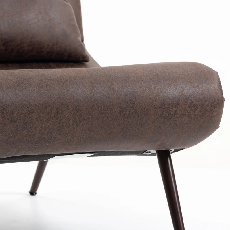 HOMCOM Modern Accent Chair with Footstool, Upholstered Lounge Chair with 64cm Wide Seat, Lumbar Pillow, Trapezoidal Backrest