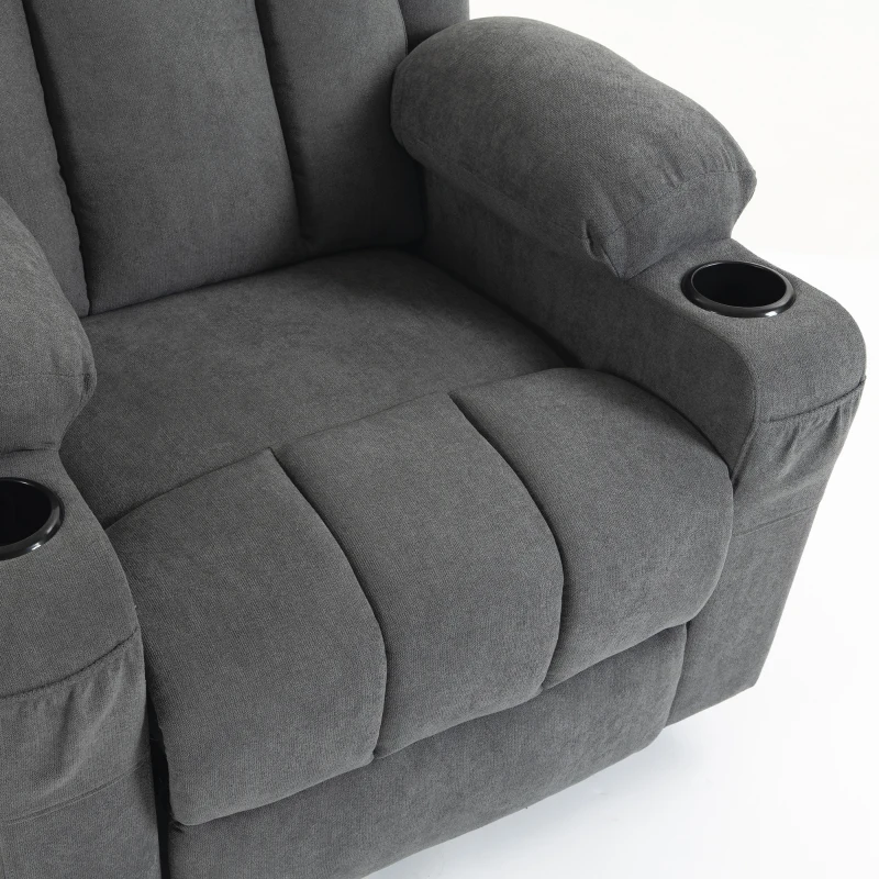 HOMCOM Dual Motor Recliner Chair, 55° Electric Lift Chair for Elderly, Recliner Armchair with Massage and Heat, Dark Grey