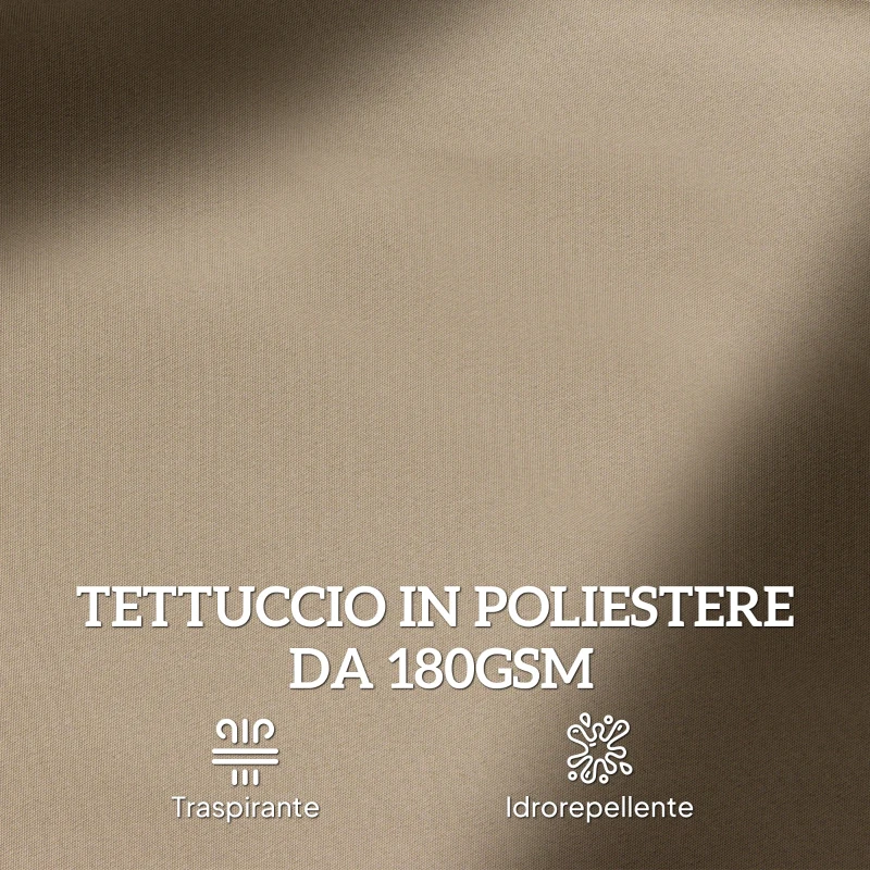 Outsunny Ombrellone da Giardino Doppio a 12 Stecche con Base a Croce e Apertura a Manovella, Ombrellone da Terrazzo con Sacchi di Sabbia, in Acciaio e Poliestere, 455x265x238 cm, Cachi