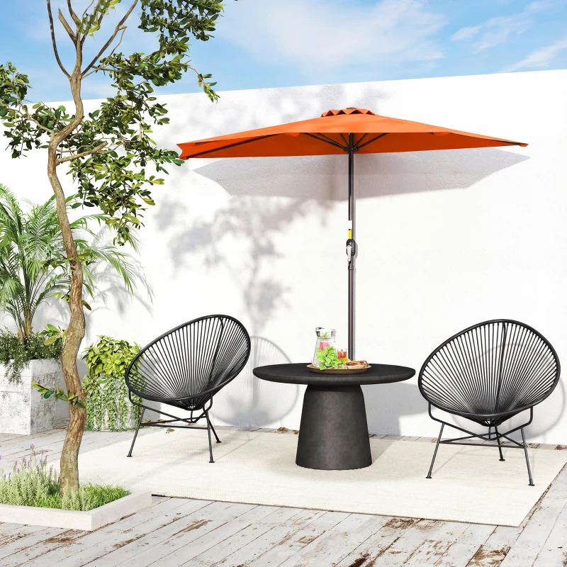 Outsunny Half Round Parasol Umbrella - Orange