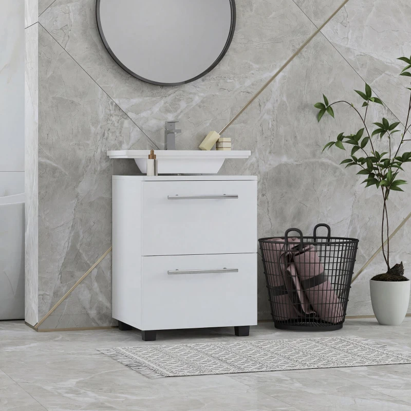 HOMCOM Mobile Sottolavabo Bagno con Cassetto e Armadietto, in Legno, 41.5x35.5x59 cm, Bianco