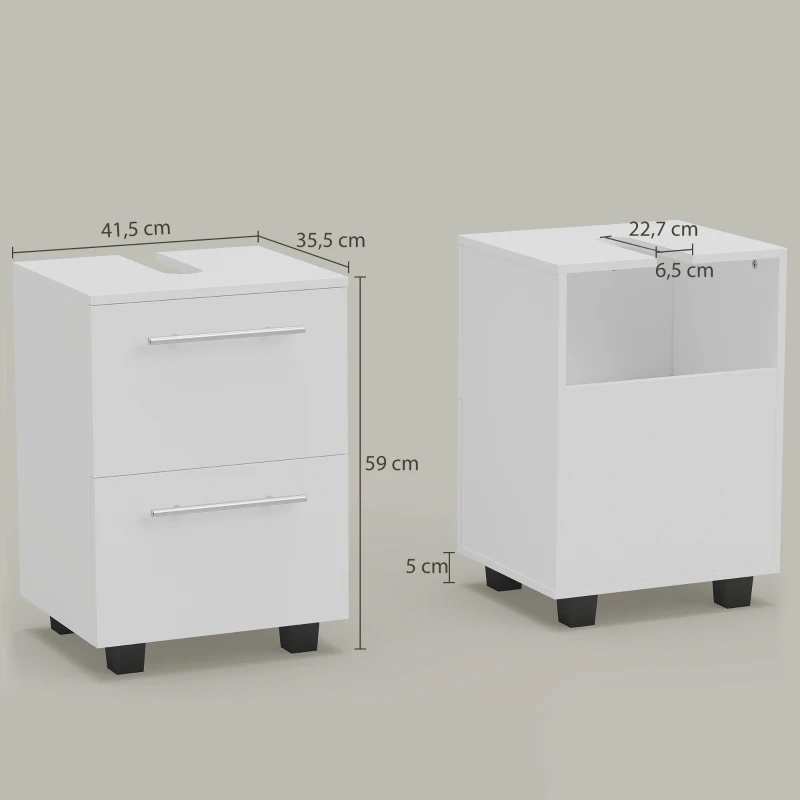 HOMCOM Mobile Sottolavabo Bagno con Cassetto e Armadietto, in Legno, 41.5x35.5x59 cm, Bianco