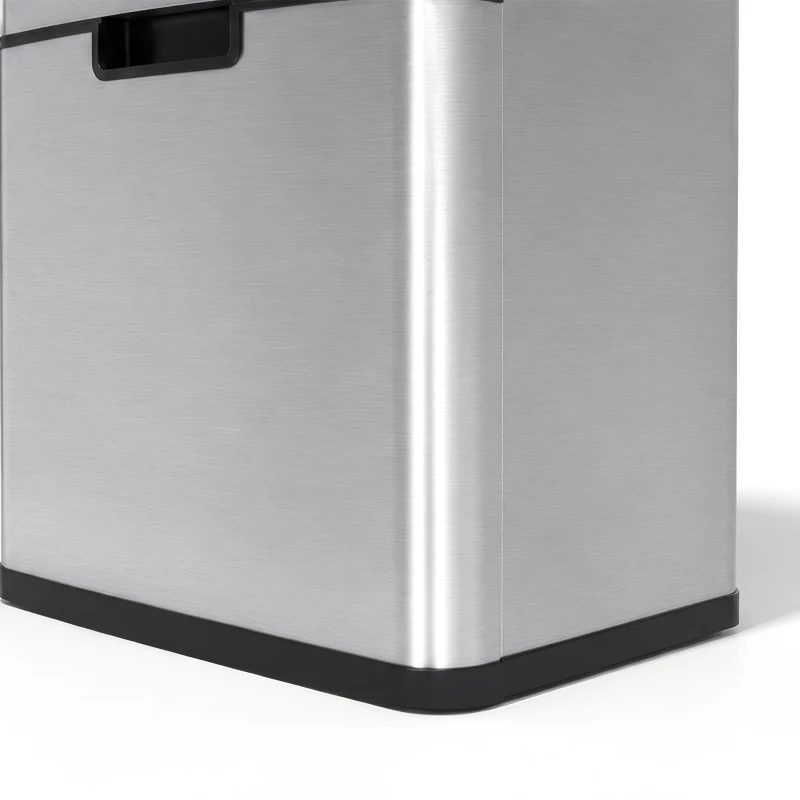 HOMCOM Afvalbak afvalscheidingssysteem prullenbak met sensor 72 L 3 vakken rvs zilver