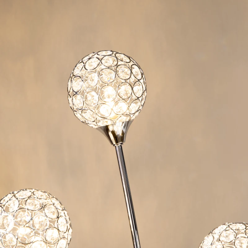 HOMCOM Floor Lamps for Living Room Bedroom with 5 Light, Modern Upright Standing Lamp, 34x25x156cm, Silver