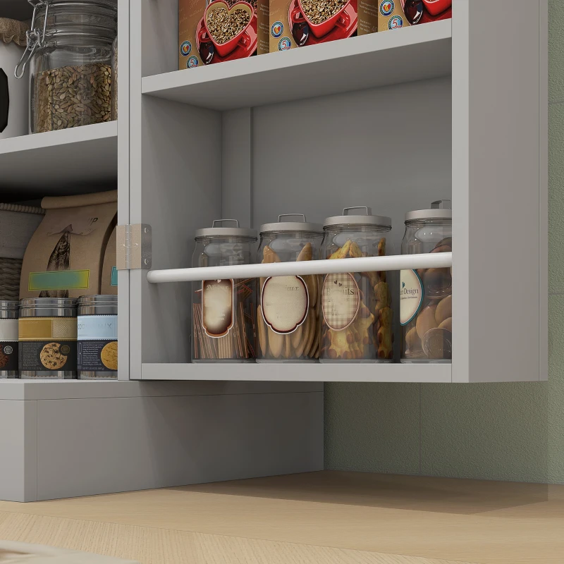 HOMCOM Armario Despensa de Cocina con 4 Puertas con Estantes Estantes Ajustables para Sala de Estar Comedor Gris