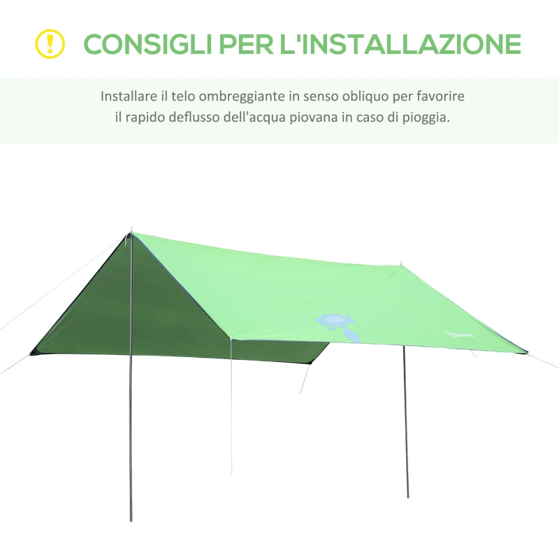 Outsunny Tenda da Sole Portatile 3x3 m, Tendalino Parasole Impermeabile per Campeggio, e Spiaggia, Verde