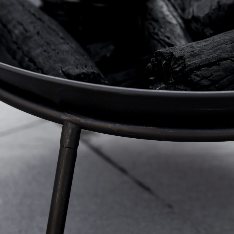 Outsunny Brasero de Exterior para Jardín Pozo de Fuego de Metal con Atizador para Patio Terraza Ø47x21 cm Negro
