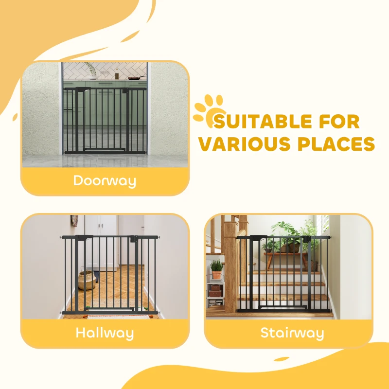 PawHut Barrière de sécurité pour chiens et bébés 76 à 102 cm avec extension fixation par pression sans perçage blanc