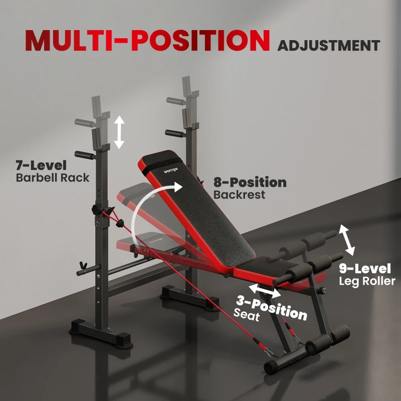 SPORTNOW Adjustable Weight Bench with Squat Rack and Dip Stand