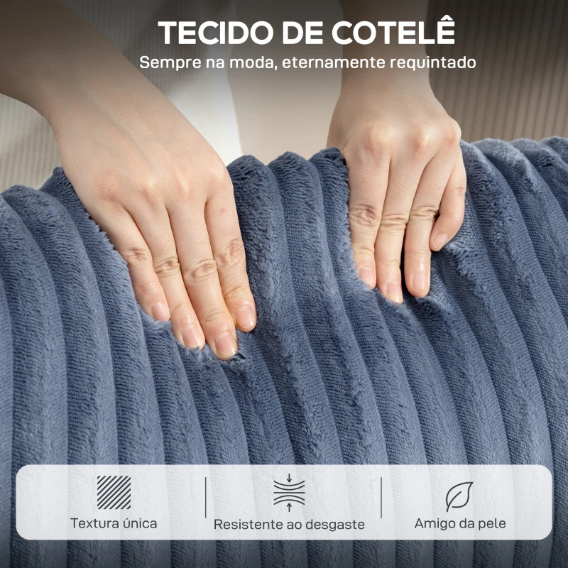 HOMCOM Poltrona Relax Reclinável Manual Estofada em Veludo com Apoio para Pés 73x86x100 cm Azul Escuro
