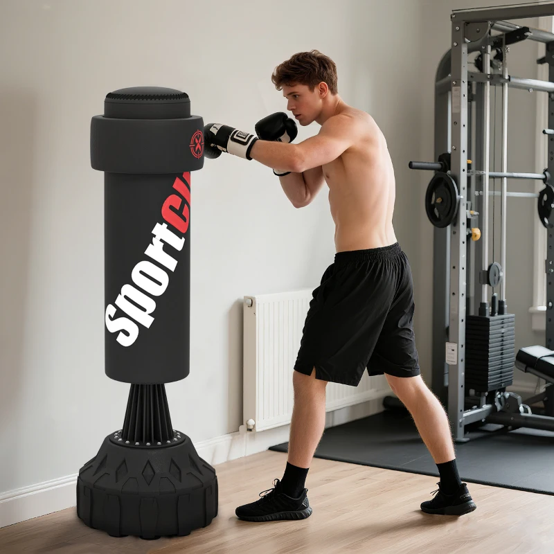 SPORTNOW Sac de box autoportant cu țintă reglabilă, bază umplibilă și ventuze, negru