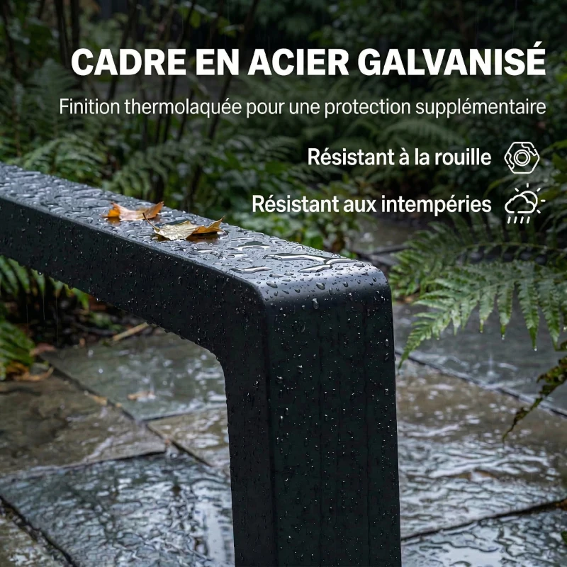 Outsunny Chaise Longue Jardin Réglable à 5 Positions avec Repose-Pieds Rétractable et Accoudoirs, Acier, 63x185x55cm, Noir