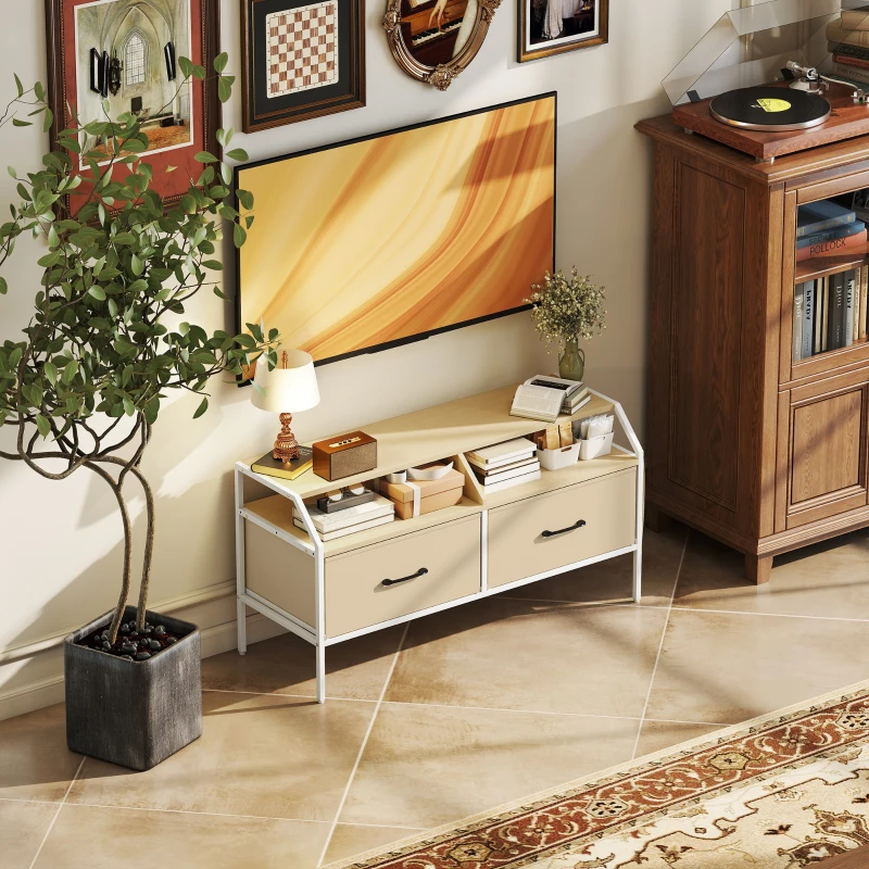 HOMCOM Industrial-Style TV Stand Cabinet - Natural Wood Finish