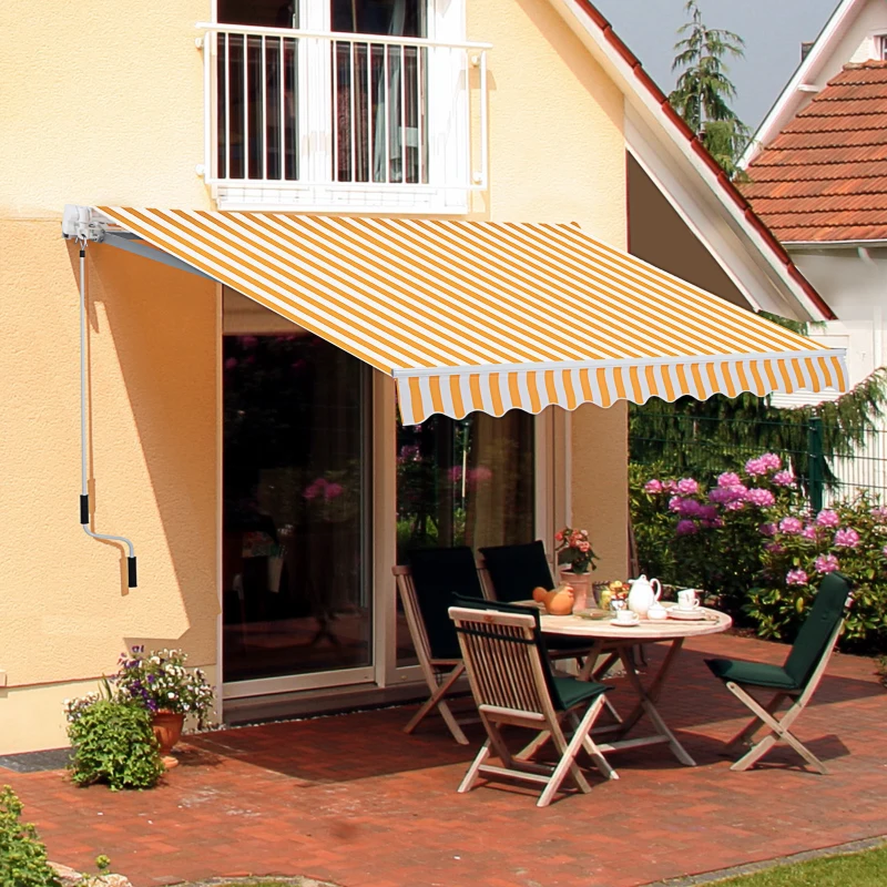 Outsunny Store banne manuel rétractable 295 x 245 cm store exterieur terrasse avec manivelle, angle réglable 45°-85°