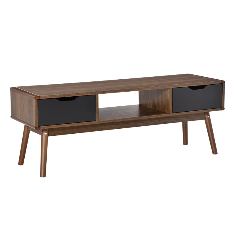 HOMCOM Mueble de TV Mesa de Salón para Televisión de 50 Pulgadas con 2 Cajones y Compartimento Abierto Estilo Moderno 122x39x46 cm Marrón