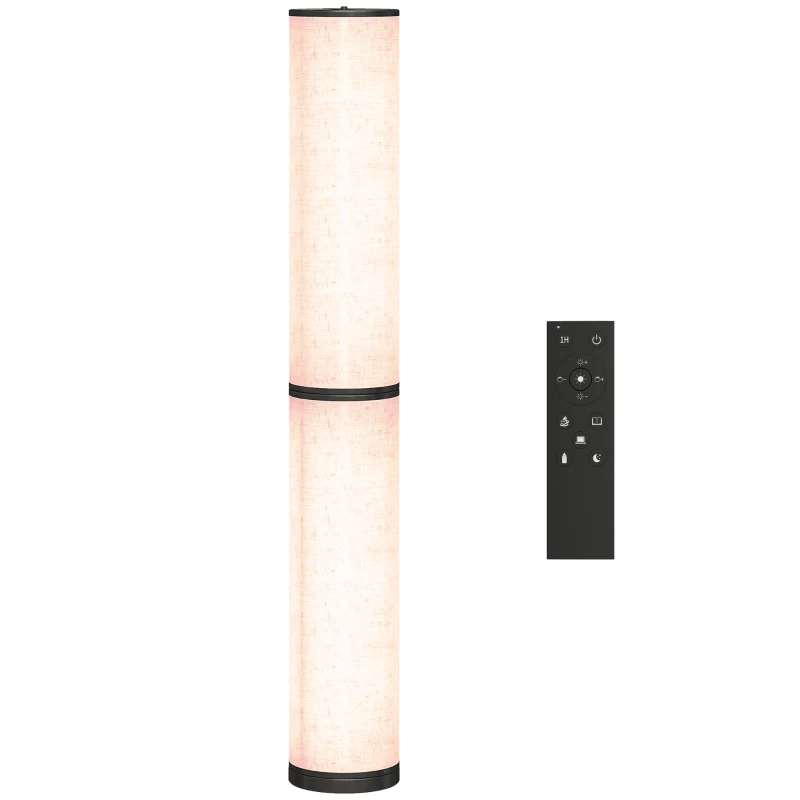 HOMCOM Lampă de Podea cu Telecomandă și Reglare Temperatură 3000-6000K, Abajur Textil, Ø20x135 cm, Bej