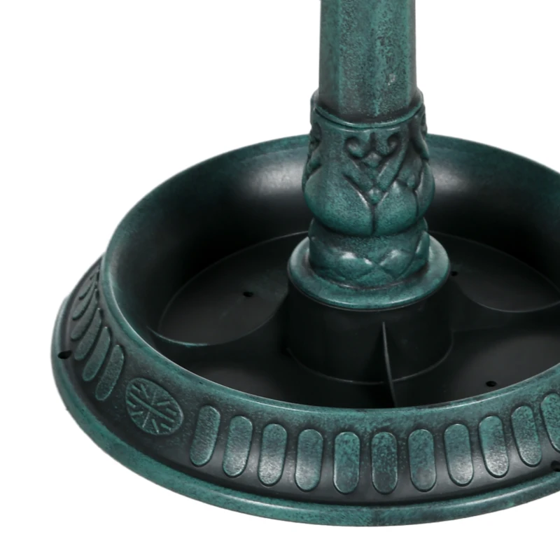 Outsunny 81cm Tall Bird Bath with 2 Decorative Birds, Vintage Style Birdbath with Flower Planter Base, Bird Bath Bowl for Garden, Green