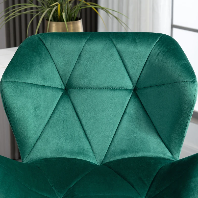 IE Located HOMCOM Velvet-Touch Bar Stools Set of 2 Fabric Adjustable Height Armless Counter Chairs with Swivel Seat, Green