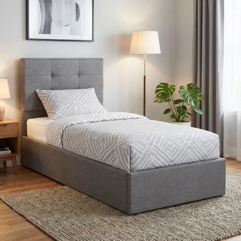 HOMCOM 3ft Single Ottoman Bed with Gas Lift Storage - Grey