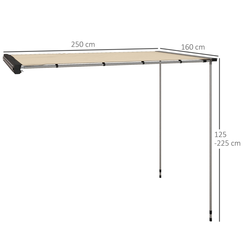 Outsunny Tendalino da Tetto Auto Laterale e Impermeabile con Altezza Regolabile, 2.5x1.6m, Cachi