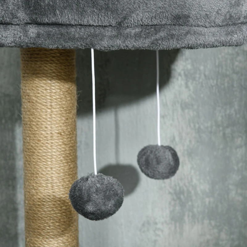 PawHut Floor to Ceiling Cat Tree for Indoor Cats, 6-Tier Play Tower Climbing Activity Center with Scratching Post, Platforms, Bed, Hammock, Adjustable Height 230-250cm, Grey