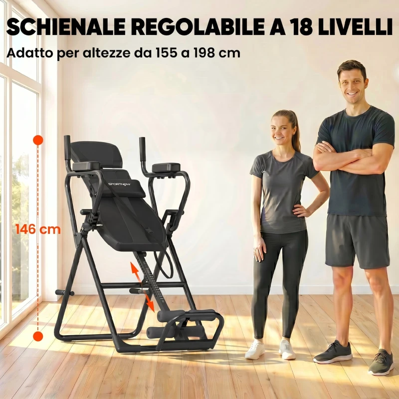 SPORTNOW Tavolo Inversione 3-in-1 con Barre Flessioni, Trazioni, Tavolo di Inversione