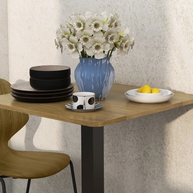 HOMCOM Eettafel Vierkante keukentafel voor 2 personen Eettafel met houtlook en stalen basis 70 x 70 x 75 cm Donkerbruin