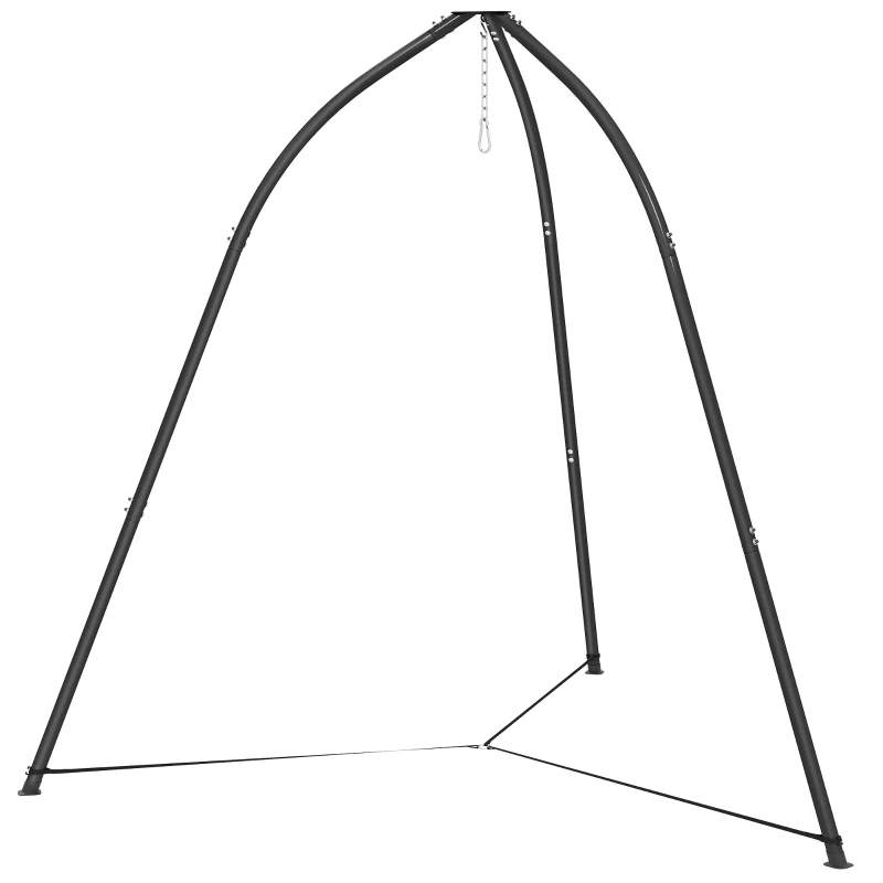 Outsunny Suporte para Cadeira Suspensa Triangular com Corrente Ajustável e Base Estável para Pátio e Jardim Carga 150 kg Preto