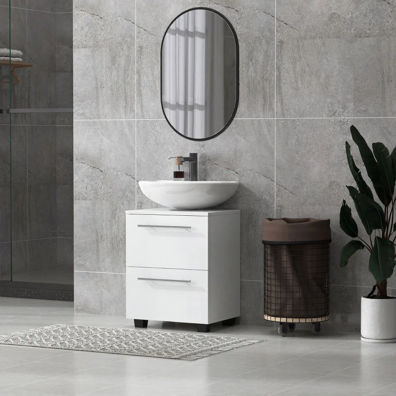 HOMCOM Mobile Sottolavabo Bagno con Cassetto e Armadietto, in Legno, 41.5x35.5x59 cm, Bianco