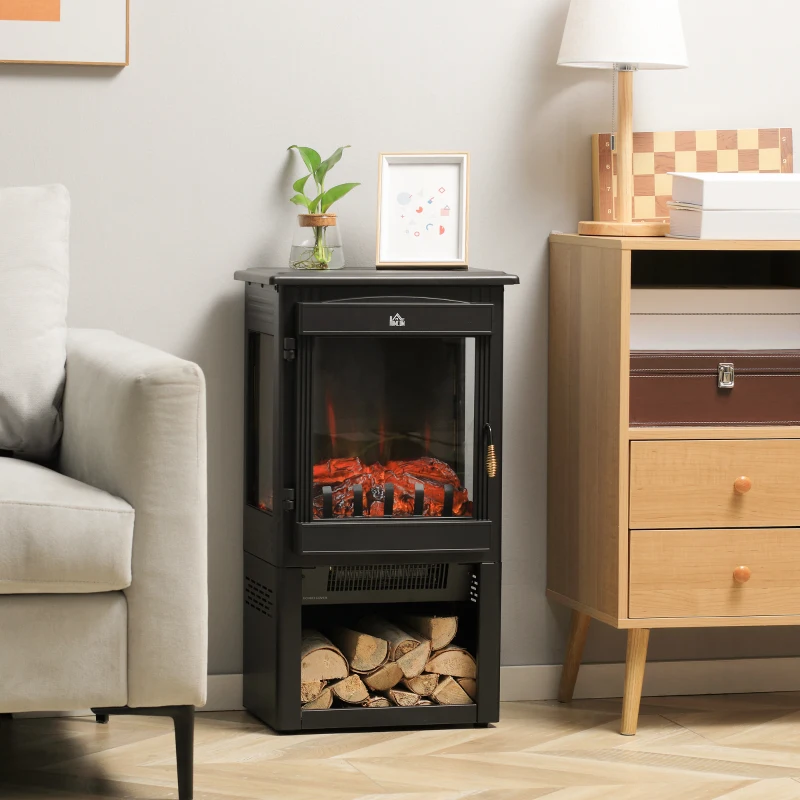 HOMCOM Cheminée électrique foyer électrique poêle 1000 W ou 2000W simulation flammes LED luminosité réglable avec thermostat