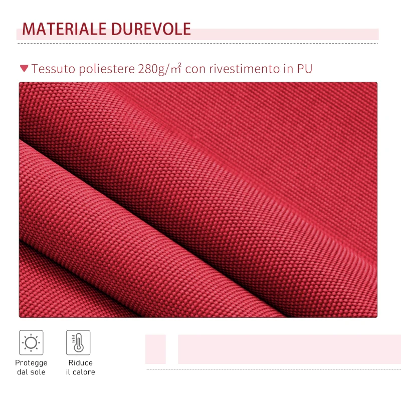 Outsunny Tenda da Sole per Esterno Avvolgibile a Manovella in Metallo e Alluminio, 4x2.5m, Rosso Scuro