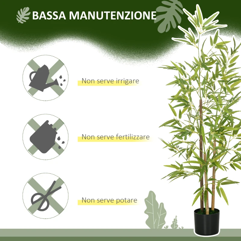 HOMCOM Pianta Artificiale di Bambù Alta 120cm da Interno con Vaso Incluso