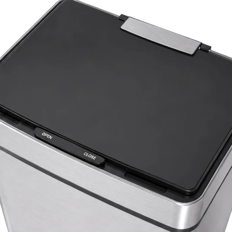 HOMCOM Afvalbak afvalscheidingssysteem prullenbak met sensor 72 L 3 vakken rvs zilver