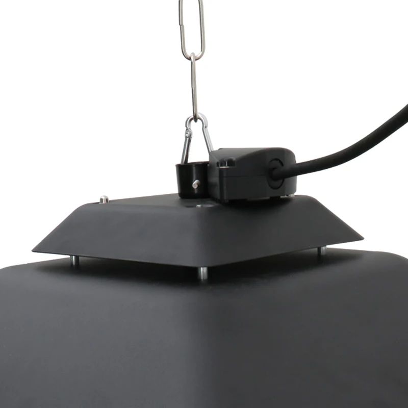 Outsunny Calefactor Exterior 1000/2000W Estufa Colgante de Techo Infrarrojos Halógeno con Control Remoto y Luz LED 43x43x25 cm Negro