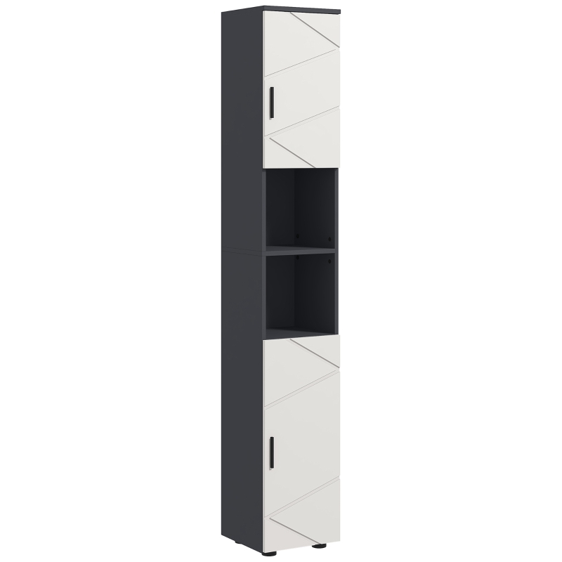 Kleankin Dulap Baie inalt 183 cm – Cu 2 Usi & Rafturi Deschise