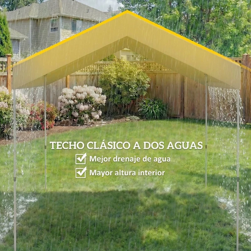 Outsunny Carpa Plegable 2,4x2,4 m Pop-up UPF50+ Bloqueo Central Altura Ajustable Bolsa de Transporte Sacos Arena Beige