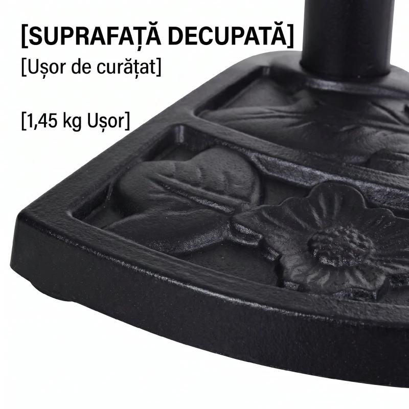 Bază Outsunny pentru Umbrelă Semicirculară de Ø3.8 și Ø4.8 mm din Rășină cu Manivelă, 50x31x32 cm, Negru