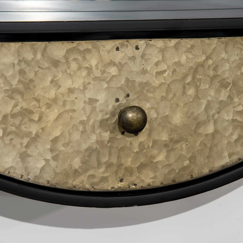 HOMCOM Specchio da Parete Rotondo da Ø61cm con Cassetto e Cornice in Metallo Nero