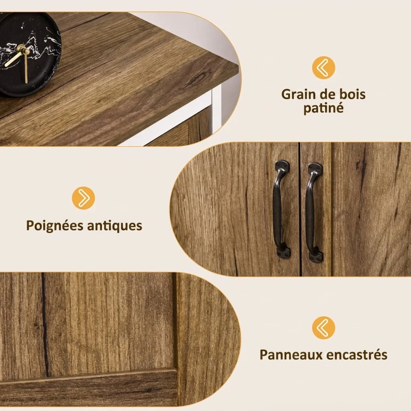 HOMCOM Buffet Salon, Meuble de Rangement avec 2 Portes, Tiroir, Étagère Réglable, 78,5 x 39 x 89,4 cm, Blanc et Chêne