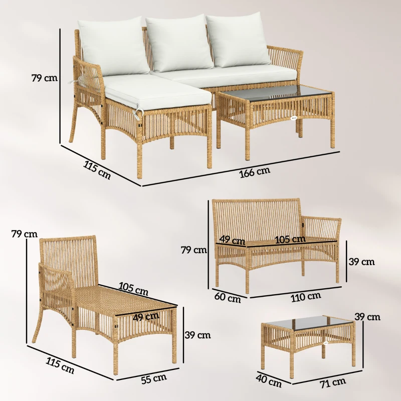 Outsunny Set de Mobilier de Grădină, Set de Grădină 3 Piese, Crem Natural