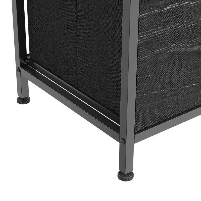HOMCOM Chest of Drawers, Dresser with 4 Fabric Drawers, Tall Storage Unit with 4 Pockets and 2 Hooks, Steel Frame, Black