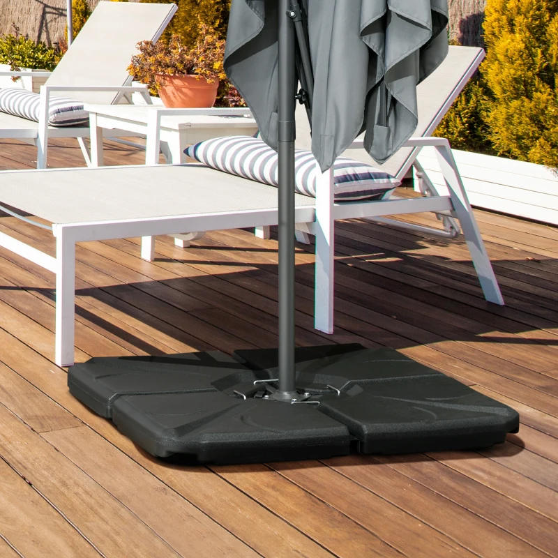 Outsunny Lot de 4 pieds de parasols poids de supports pour parasol poids de lestage carré pour parasol déporté polyéthylène