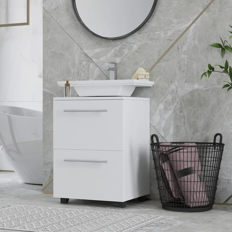 HOMCOM Mobile Sottolavabo Bagno con Cassetto e Armadietto, in Legno, 41.5x35.5x59 cm, Bianco