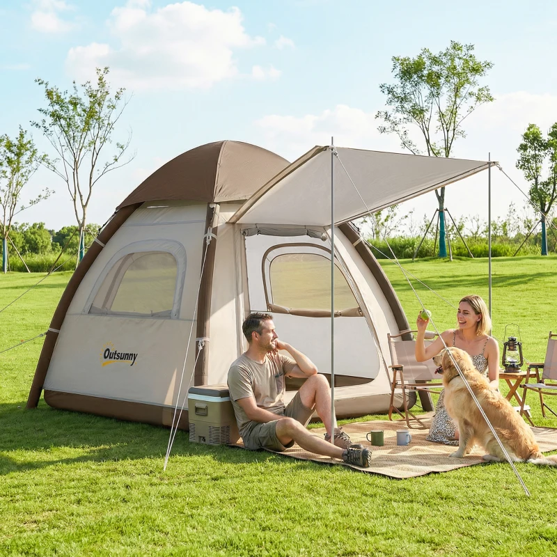 Outsunny Tienda de Campaña Inflable con Mosquitera Vestíbulo Bomba para 2-3 Personas UPF30+ Bolsa Montaje Rápido Impermeable