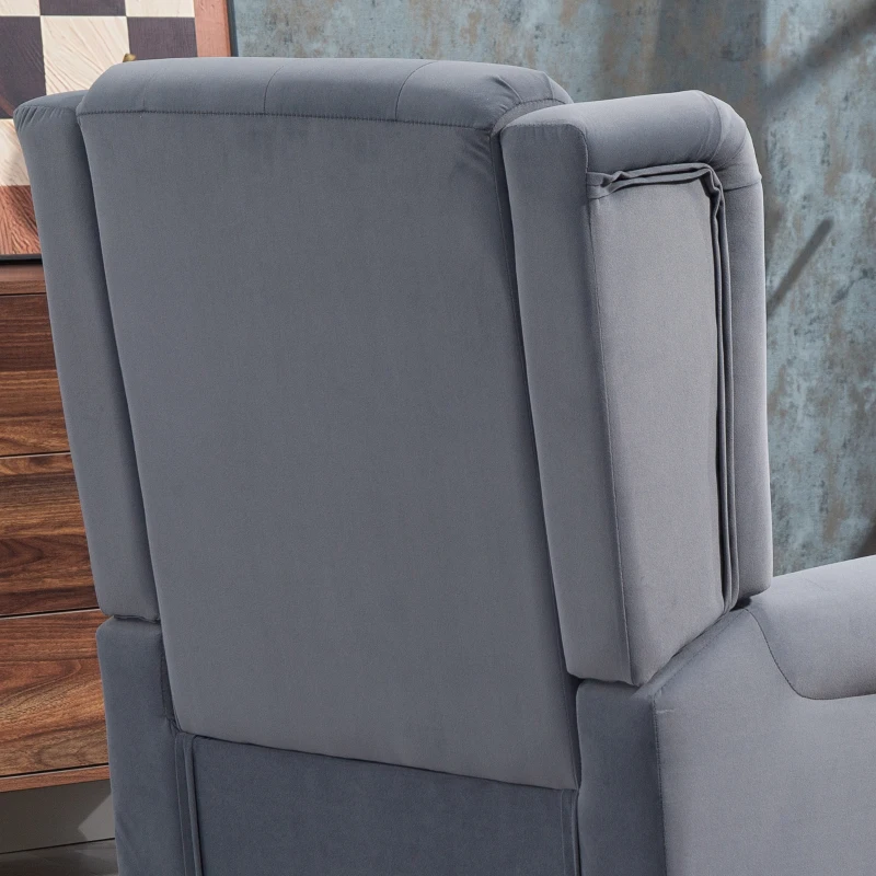 HOMCOM Oorfauteuil met Hoge Rugleuning, Dik Gevoerde Leesfauteuil met Houten Poten, 74 x 86 x 102 cm, Grijs