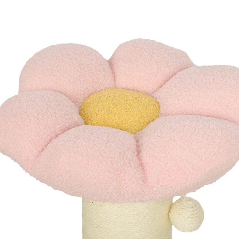 PawHut Cat Tree, Flower Cat Scratching Post with Thick Sisal Post, Dangling & Spring Balls, Bed, Kitty Activity Centre