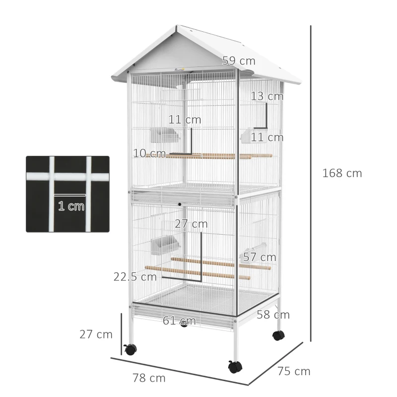 PawHut Wrought Metal Bird Cage Feeder White
