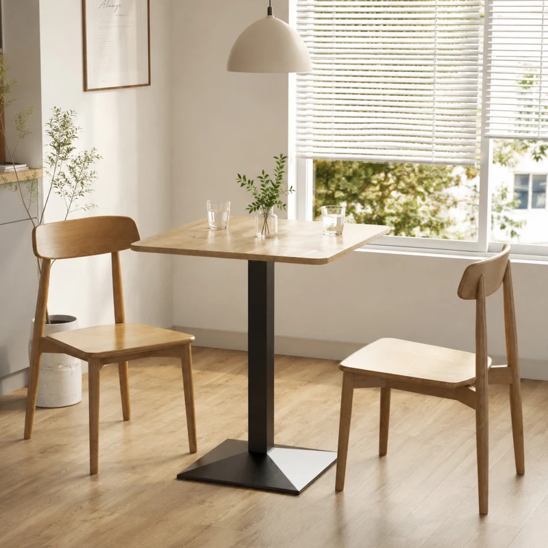 HOMCOM Eettafel Vierkante keukentafel voor 2 personen Eettafel met houtlook en stalen basis 70 x 70 x 75 cm Donkerbruin