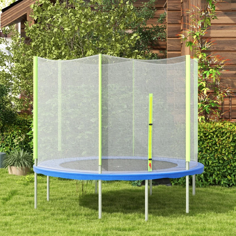 SPORTNOW Plasă de protecție pentru trambuline cu 6 stâlpi, cu intrare cu fermoar, din PE, Ø244x180 cm, negru și verde