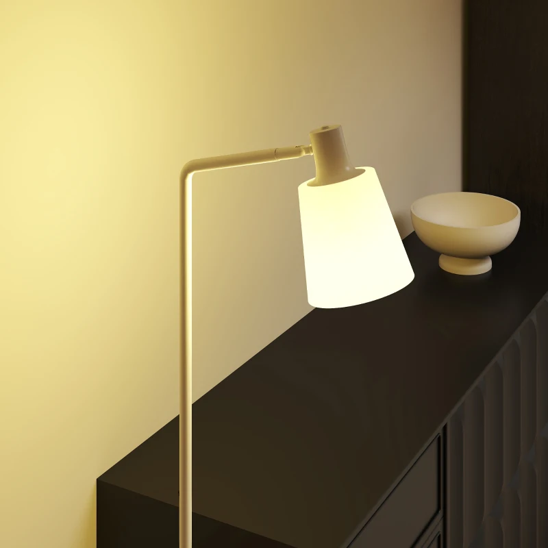 HOMCOM Lámpara de Pie LED Regulable con 3 Temperaturas de Color 3000K-6500K Pantalla Giratoria Bombilla E27 Blanco